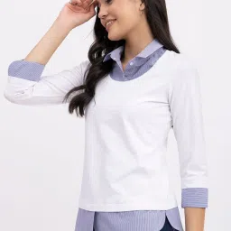 Fablestreet White Cotton Regular Fit Top image 3