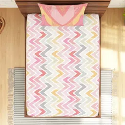 Spaces ATRIUM ECOM Multicolor Cotton 144 TC Single Bedsheet with 1 Pillow Cover image 3