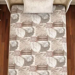 Spaces ATRIUM ECOM Brown & Grey Cotton 144 TC Single Bedsheet with 1 Pillow Cover image 3