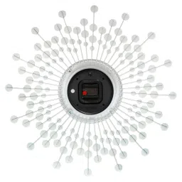 CHRONIKLE Round Embellished Silver & Red Iron Wall Clock image 3