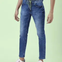 People by Pantaloons Blue Skinny Fit Distressed Jeans image 3