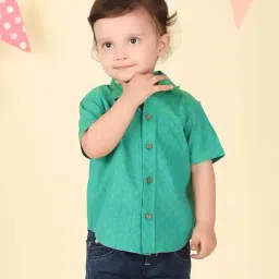 Fabindia Boys Green Cotton Printed Shirt-picture-34