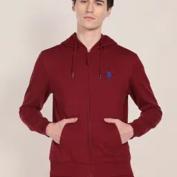 U.S. Polo Assn. Dark Red Cotton Regular Fit Hooded Sweatshirt image 1