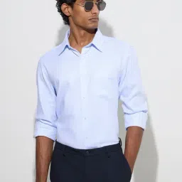 WES Formals by Westside Blue Self-Patterned Slim-Fit Cotton Shirt-picture-39
