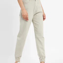 MADAME Beige Super Skinny Fit Mid rise Joggers image 3