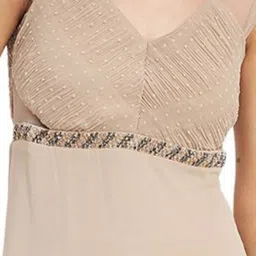 MADAME Beige Slim Fit Maxi Dress image 3