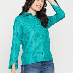 MADAME Green Printed Shirt image 3