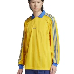 Adidas Originals Yellow Loose Fit Striped Sports Polo-image-69