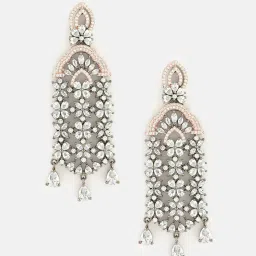 Fida Gun Metal American Diamond Grey and Rose Gold Chandelier Earrings image 3