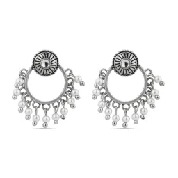 Fida Circular Pearl White Dangler Earrings image 3