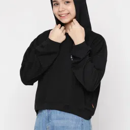 Lil Tomatoes Kids Black Solid Full Sleeves Sweatshirt image 3