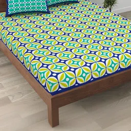 MILAAV Blue Geometric 144 TC Bedsheet with 2 Pillow Covers-picture-25