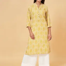 Rangmanch by Pantaloons Yellow Printed Straight Kurta-picture-37