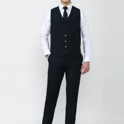 Peter England Elite Navy Slim Fit Self Pattern Three Piece Suits image 5
