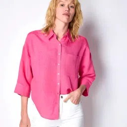 Cover Story Pink Relaxed Fit Shirt-image-83
