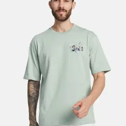 Octave Green Cotton Regular Fit Printed T-Shirt-image-6