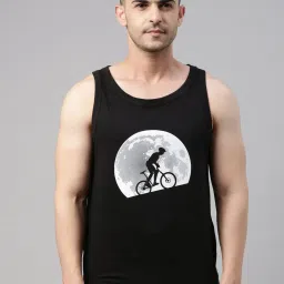 Bushirt Black Printed Cotton Vest image 1