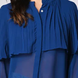 Iti Tie-Up Neck Georgette Shirt Style Top image 5