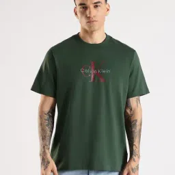 Calvin Klein Jeans Green Cotton Comfort Fit Logo Printed T-Shirt-picture-37