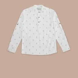 Pantaloons Junior White Cotton Printed Full Sleeves Shirt-image-28