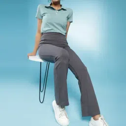 BlissClub Grey Groove-In Cotton Flare Pants - Regular-image-6