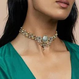 Shaya 92.5 Sterling Silver Dampati Coin Choker Necklace for Women-image-74