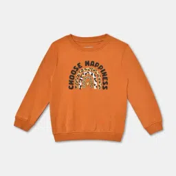R&B Kids Orange Graphic Print Regular Fit Sweatshirt-picture-26