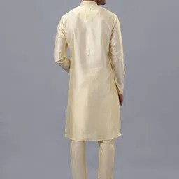 azania Floral Woven Design Thread Work Mandarin Collar Straight Kurta with Pyjamas image 5