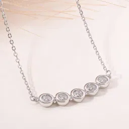 Touch925 Silver Five Stone Bar Chain Necklace for Women-image-97