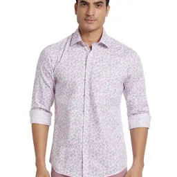 ColorPlus White Cotton Regular Fit Printed Shirt-image-0