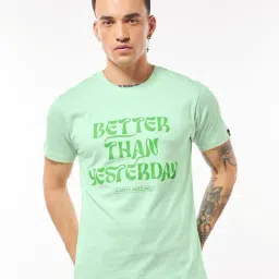 Bewakoof Green Regular Fit Printed T-Shirt-image-50