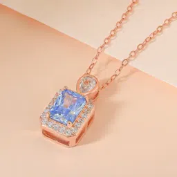 Touch925 Rose Gold Stone Pendant Chain Necklace for Women-image-78