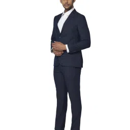 Park Avenue Navy Regular Fit Self Pattern Two Piece Suit image 3