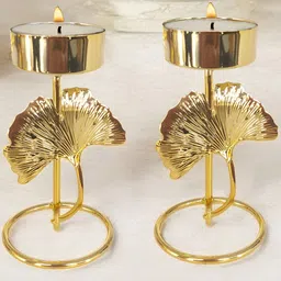 Art Street Gold-Toned 2 Pieces Metal Candle Holder-picture-11