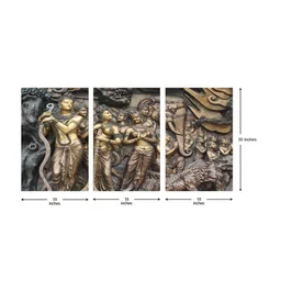 999Store Set of 3 Brown Men & Women Mural Canvas Wall Art image 5