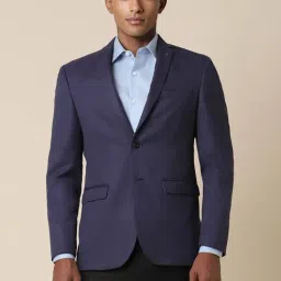 Allen Solly Mid Navy Slim Fit Texture Blazer-picture-26