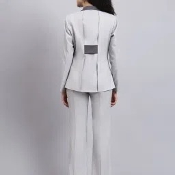 Powersutra Grey Regular Fit Self Design Formal Suit image 2