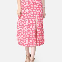Scorpius Pink & White Floral Print Skirt-picture-32