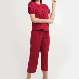 Zink London Maroon High Rise Trouser image 5