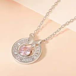 Touch925 Silver Butterfly and Stone Pendant Chain Necklace for Women-image-30