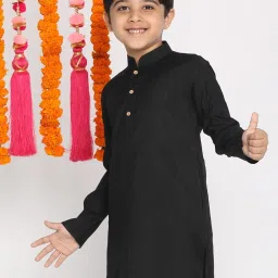 VASTRAMAY Kids Black Regular Fit Kurta image 3