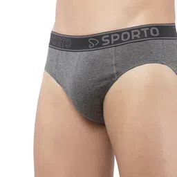 Sporto by Macho Men Pack Of 3 Solid Cotton Low-Rise Assorted Basic Briefs image 2