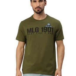 Royal Enfield Military Pride Olive Regular Fit Printed Crew T-Shirt-picture-3