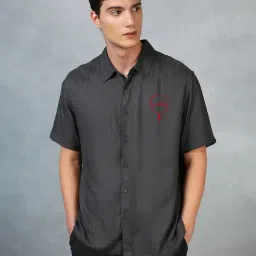 Bewakoof Official Naruto Merchandise Dark Grey Relaxed Fit Graphic Print Oversized Shirt-image-3