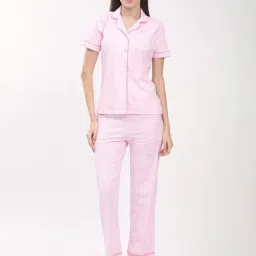 R&B Pink Cotton Printed Shirt With Pyjamas-picture-22
