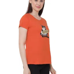 Soie  Orange Printed T-Shirt image 4