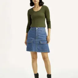 Levi's Blue Cotton Regular Fit Skirt-picture-38