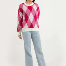 Zink London Pink Argyle Pattern Sweater image 4