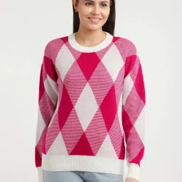 Zink London Pink Argyle Pattern Sweater image 1