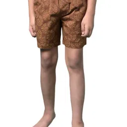 Crimsoune Club Boys Brown Cotton Slim Fit Self Design Lounge Shorts-image-14